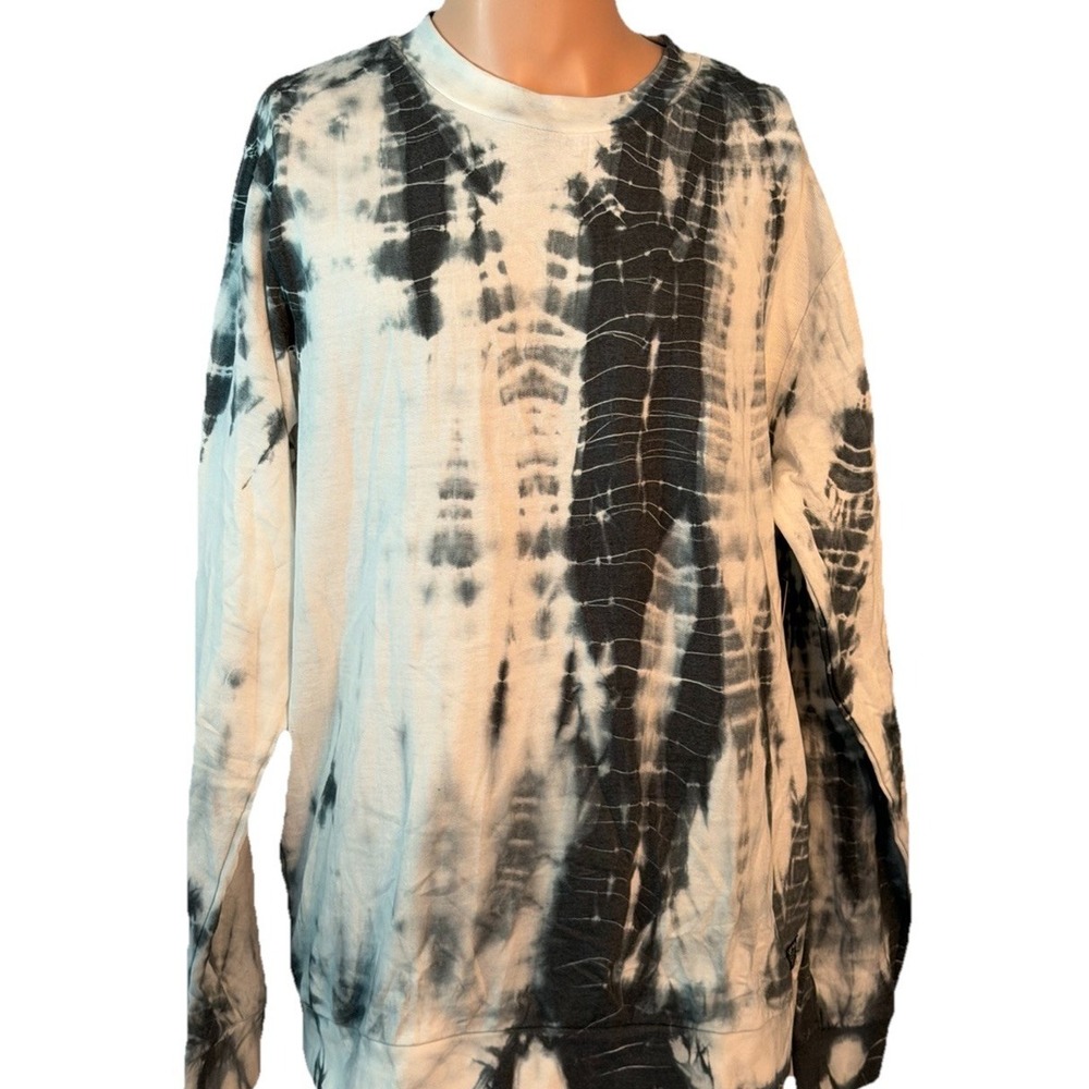 Navy Yard Men's Size Large Black/Gray/White Tie Dye Long Sleeve Shirt NWT